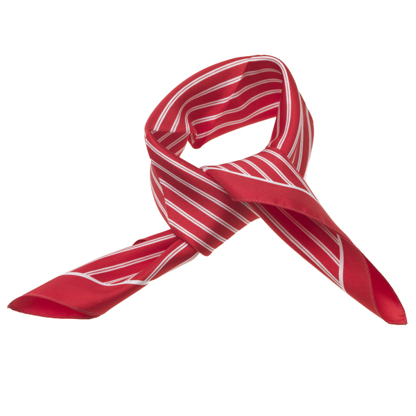 Foulard en soie rouge/ blanc rayé (3)