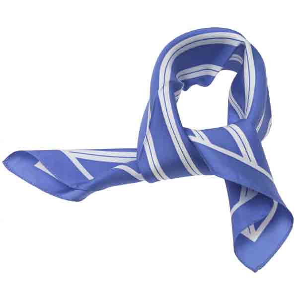 Foulard en soie bleu/ blanc rayé (3)