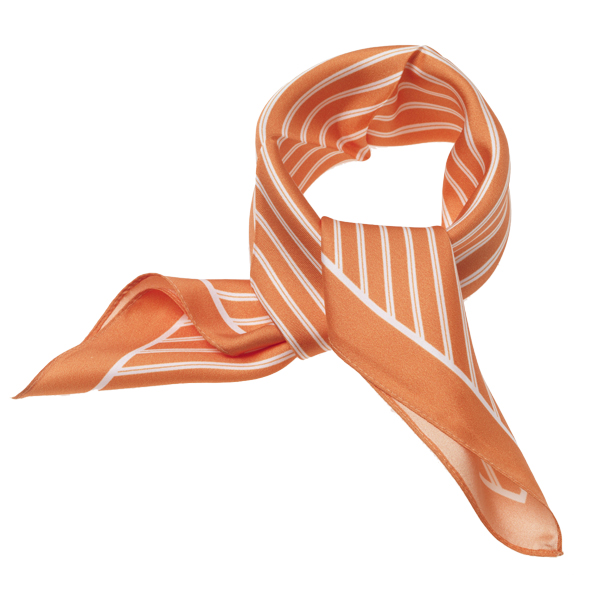 Foulard en soie orange/ blanc rayé (3)