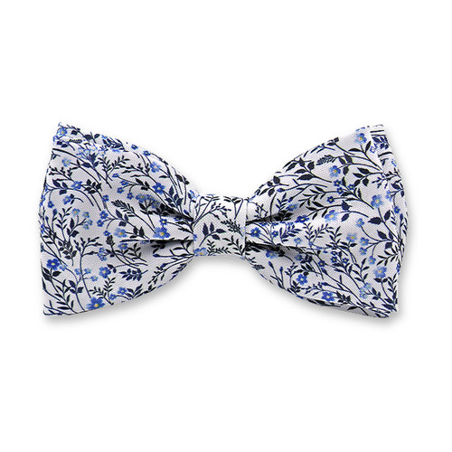 Noeud Papillon Floral Bleu et Blanc (1)