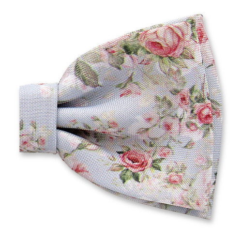 Noeud Papillon Rose Clair Motif Rose (2)