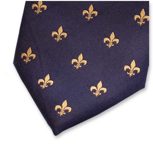 Cravate Luxe Bleu Foncé - Fleur de Lys (2)