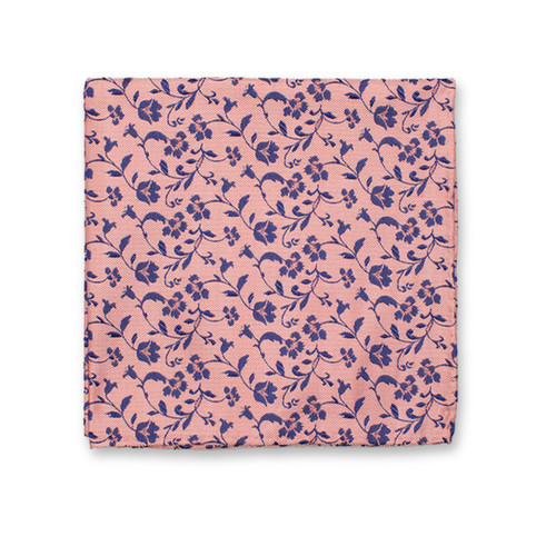 Pochette de costume de luxe rose clair - Fleurs bleues (1)