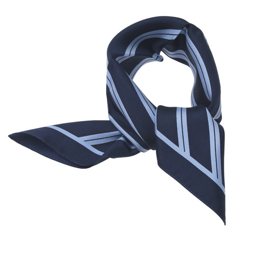 Foulard en soie bleu foncé/ bleu rayé (3)