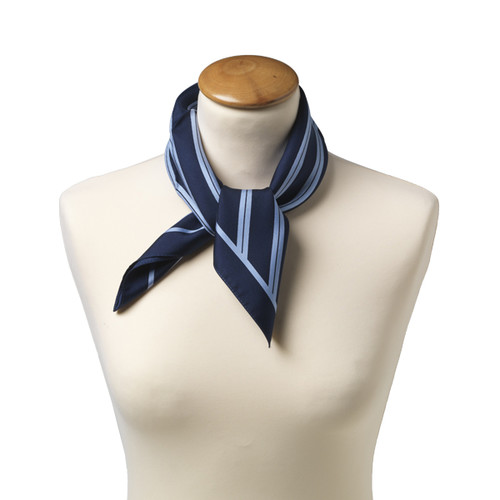 Foulard en soie bleu foncé/ bleu rayé (2)