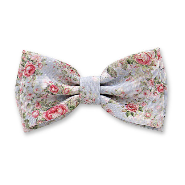 Noeud Papillon Rose Clair Motif Rose (1)