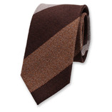 Cravate Block Stripe Marron Foncé - Beige - Gris - Thumbnail 1