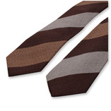 Cravate Block Stripe Marron Foncé - Beige - Gris - Thumbnail 2