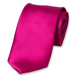 Cravate fuchsia en satin polyester - Thumbnail 1