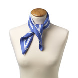 Foulard en soie bleu/ blanc rayé - Thumbnail 2