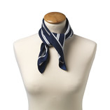 Foulard en soie bleu foncé/ blanc rayé - Thumbnail 2