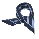 Foulard en soie bleu foncé/ bleu rayé - Thumbnail 3