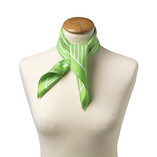 Foulard en soie vert pomme/ blanc rayé - Thumbnail 2