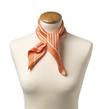 Foulard en soie orange/ blanc rayé - Thumbnail 2