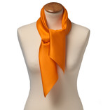 Foulard carré soie uni orange - Thumbnail 2