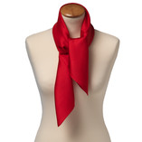 Foulard carré soie uni rouge - Thumbnail 2