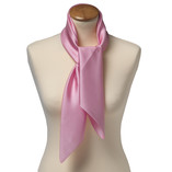 Foulard carré soie uni rose clair - Thumbnail 2